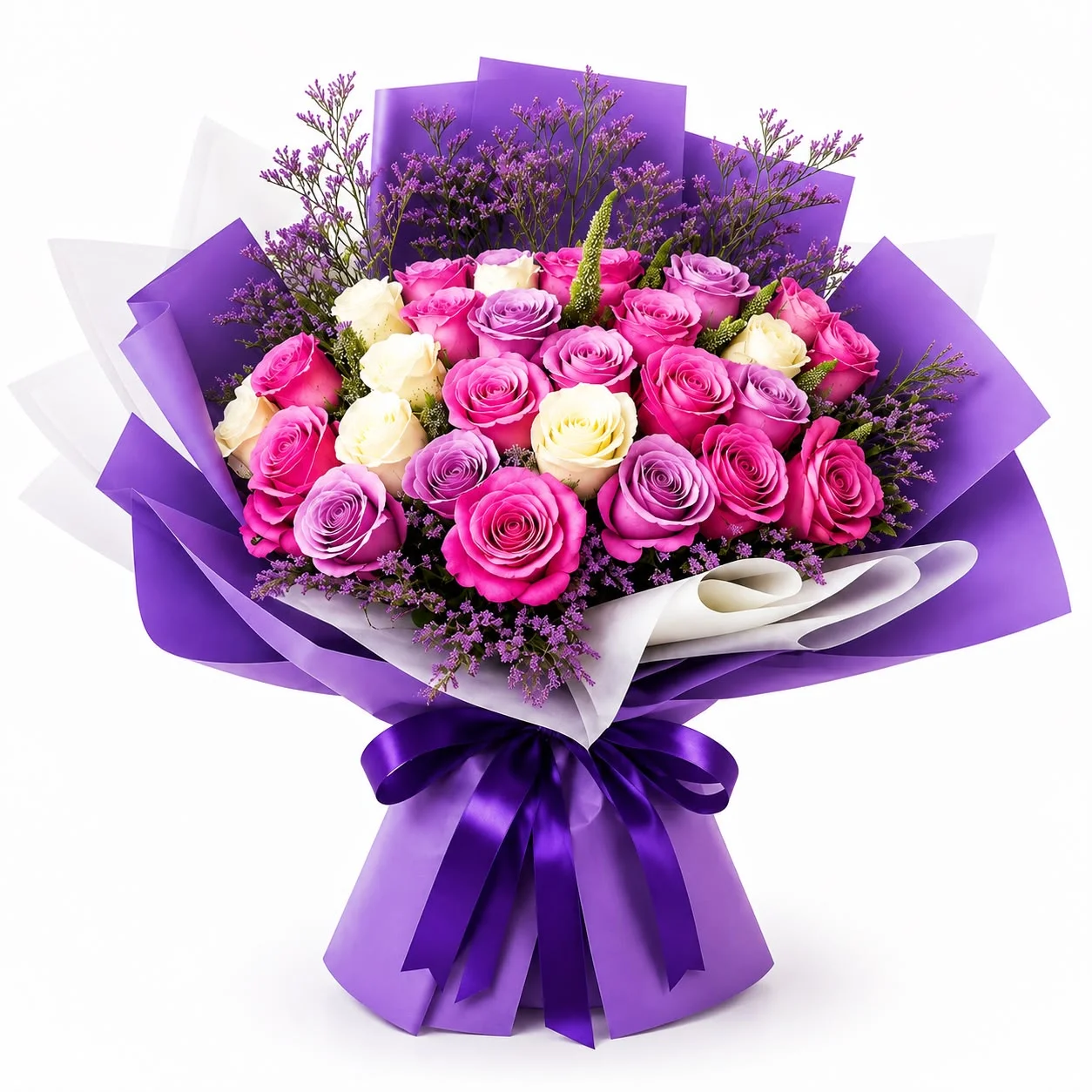 Emirati Pride 31 Purple and White Rose Bouquet-2